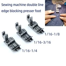 3pcs/1pc Industrial Sewing Machine Double Line Hemmer Foot, SP-18 Right Double Edging Presser Foot For Stitching Denim Pocket, Full Steel Double Edge Presser Foot, 0.3/0.5/0.6-Width Double Line Hemmer Foot, Industrial Sewing Machine Accessories