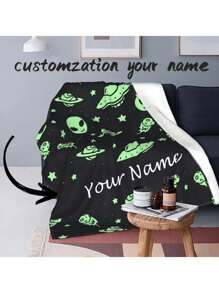 1 pieza Manta de franela personalizada, manta decorativa suave y gruesa para sofá, sala de estar, dormitorio - excelente regalo para familiares y amigos