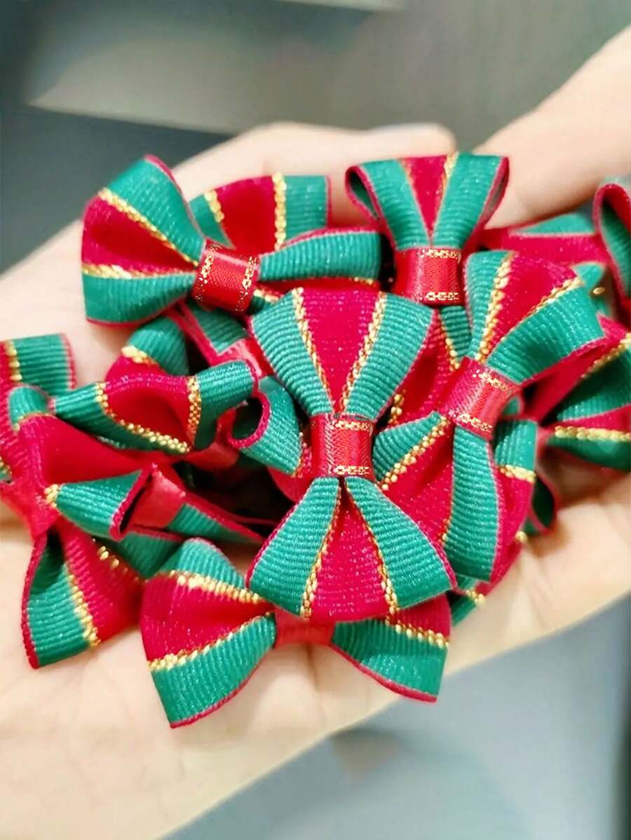 5pcs/10pcs/20pcs 5cm Christmas Bow Hairpin Hair Accessories Accessories Bow Semi-Finished Products,Christmas