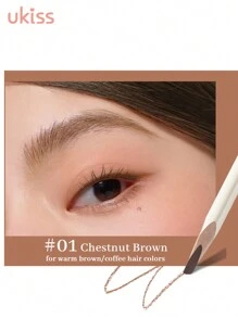 ukiss 木质眉笔，眉线笔，双面，带刷头，塑造、定义、填充眉妆，持久、防水防汗 - #01 Chestnut Brown - 查看 3