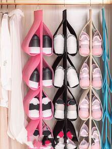 1 Piece Set Door Shoe Storage Box Hanging Wardrobe Stand Clothes Hanger Storage Bag Rack With 12 Large Mesh Pockets, Simple And Convenient, Very Suitable For Home Use - Multicolor - View 4