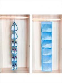 1 Piece Set Door Shoe Storage Box Hanging Wardrobe Stand Clothes Hanger Storage Bag Rack With 12 Large Mesh Pockets, Simple And Convenient, Very Suitable For Home Use - Multicolor - View 8