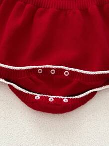 Barboteuse à col volant en tricot pour bébé fille nouveau-né, tenue d'automne hiver noël