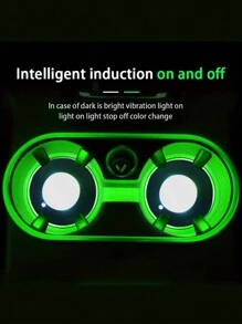 2pcs Car LED Lighting Cup Holder Pad, 7-Color Changing USB Rechargeable Antiskid Car Atmosphere Light