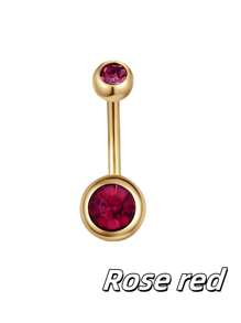 1pc Fashionable Stainless Steel Cubic Zirconia Golden Belly Button Ring, Suitable Navel Belly Ring Navel Jewelry Navel Piercing Bar Belly Rings Navel Nail Navel Rings Belly Piercing Jewelry For Women And Girls Daily Wear