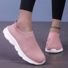 女士户外运动透气网眼运动鞋，舒适轻便一脚蹬网球步行休闲鞋，适合夏季