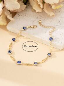 1pc Minimalist Style Gold Evil Eye Design Anklet For Women - Yellow Gold - View 5