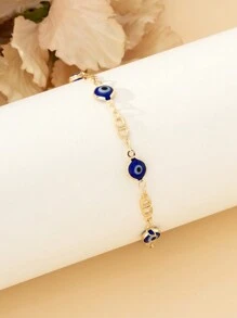 1pc Minimalist Style Gold Evil Eye Design Anklet For Women - Yellow Gold - View 2