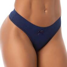 Kit 10 Thong Panties Lightweight Polka Dot Fabric Charming Thong With Bow Cotton Lining - 彩色 - 查看 10