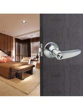 1 Set Door Handle With Lock And Key For Bedroom/Bathroom Indoor/Outdoor Heavy Duty Doors