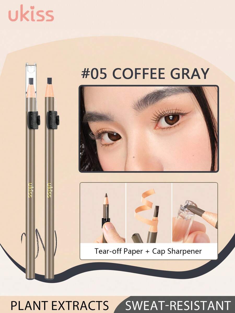 ukiss 撕拉式眉笔，笔帽内藏有削笔刀，可塑造、定义、填充眉妆，持久、防水、防汗