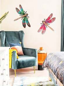 POSIGLOWTH 1pc Iron Metal Flatness Dragonfly Wall Art Decor Hanging Wall Ornament For Kitchen Living Room Bedroom Terrace Balcony Patio Fence Outdoor Indoor Decoration, Wall Sculpture Art, Handmade Gifts For Family, Friends