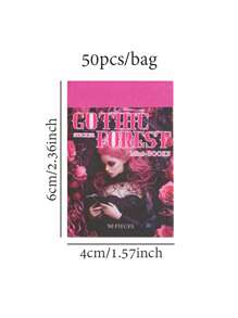 50張/包迷你貼紙，幻想小書系列，復古精緻夢幻水下哥德風主題貼紙，手帳素材，裝飾筆記本相框手機殼水杯垃圾雜誌DIY拼貼 - 彩色 - 查看 2