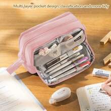 Estojo de lápis de grande capacidade, estojo multifuncional para canetas, estojo para canetas em cores de macaron para estudantes, armazenamento de papelaria, material de escritório escolar, volta às aulas, volta às aulas, material escolar, estojo para lápis, mochila escolar