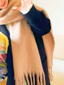 1pc Solid Color Women's Winter Scarf,  Winter Warm Neck,Autumn And Winter New Tassel Long Scarf, High-End And Thickened Warm And Cold Resistant Multifunctional Shawl Scarf, Suitable For Daily Use By Men And Women Accessories Women