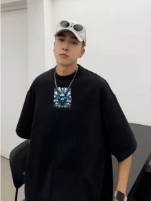 Men's Pirate Rabbit Oversize T-Shirt Streetwear T-Shirt Premium Oversized Shirt 100% Cotton - trắng - Xem 2