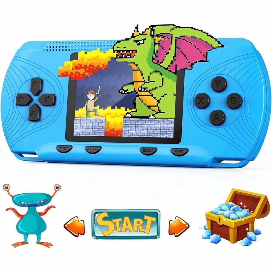 Handheld Games For Childrens, Handheld Game Console 3" HD Screen Built In 258 Video Game Console Handheld Video Games For Childrens Portable Retro Hand Held Gaming Console, Boys Toys Gifts For Ages 5 Above Red - Blue - View 1