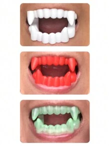 10 件万圣节塑料吸血鬼牙齿，夜光狼人獠牙，吸血鬼服装装扮配件，圣诞节 - 彩色 - 查看 4