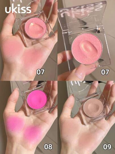 ukiss Solid Color Cream Blush, Matte Shimmer Cheek Cream Blush, Soft Delicate Texture,Non-Stuck, Nude Makeup, Long Lasting Makeup, All-In-One Makeup Palette, Facial Beauty Cosmetic Makeup
