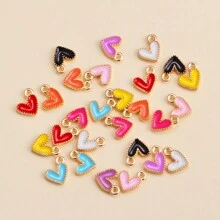 20 pçs bonito gota de óleo em forma de coração pingente de liga de zinco para mulheres pulseira colar diy jóias fazendo