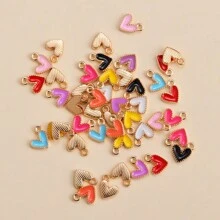20 pçs bonito gota de óleo em forma de coração pingente de liga de zinco para mulheres pulseira colar diy jóias fazendo