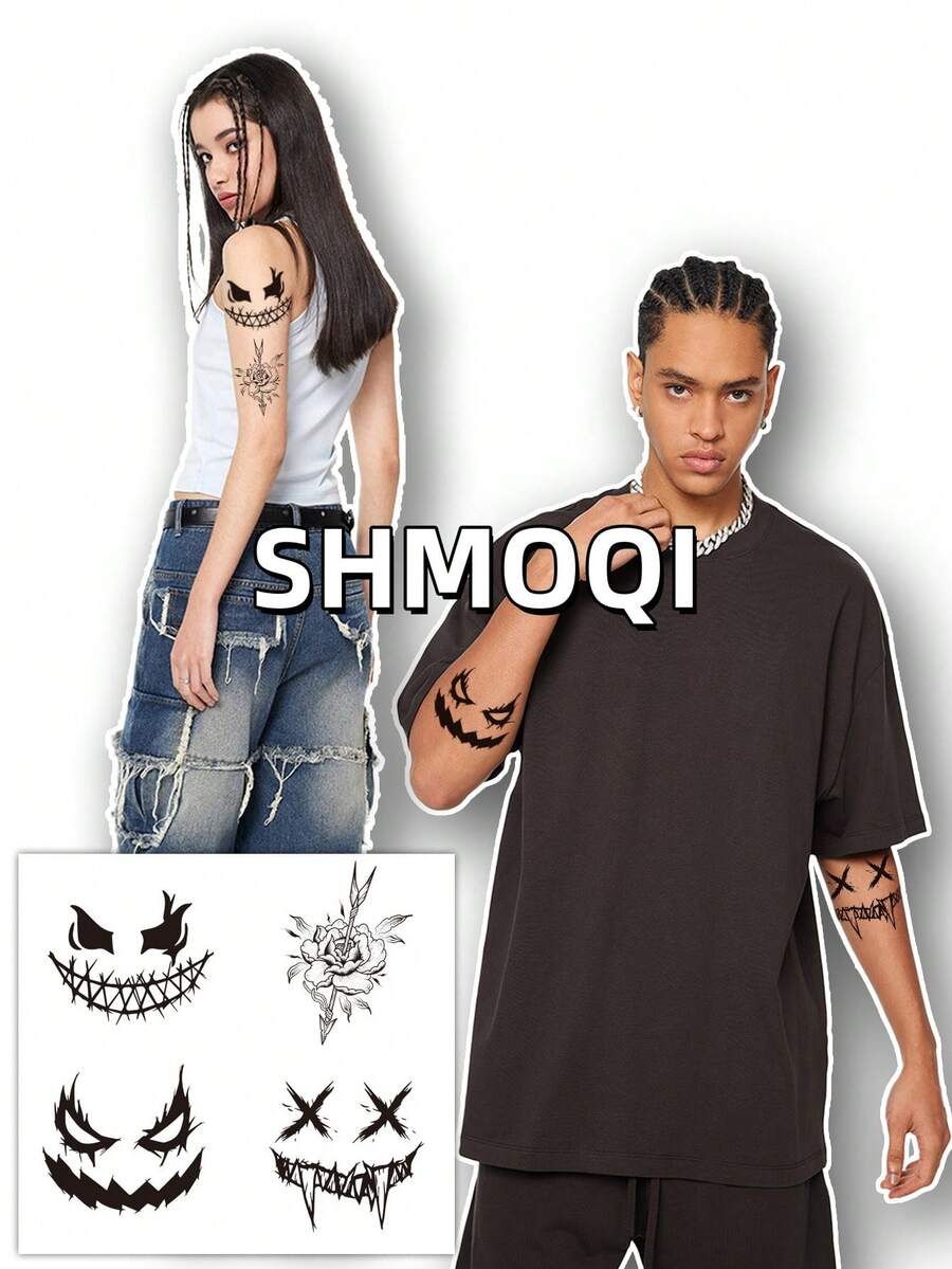 1 cái, Gothic, Đen, Mặt cười, Hình xăm tạm thời, Dành cho câu lạc bộ tiệc tùng, Quà tặng, Tự làm, Lâu trôi, Hình xăm giả, Không thấm nước, Chống mồ hôi, Nhiều màu sắc, Dễ dàng áp dụng và loại bỏ, Dành cho phụ nữ và nam giới, - Nhiều màu - Xem 1