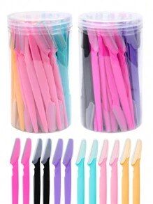 30 piezas/botella Navajas para cejas en estuche, cuchillas de recortadora facial con contenedor, cuchillas de recorte de cejas y maquinilla de afeitar para eliminación de vello facial y corporal, productos y accesorios para el cabello para peluquería, salón de belleza y artículos esenciales de viaje