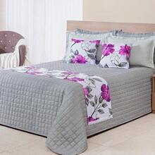 Complete Kit - 1 Decorative Pedestal + Pillow Holder 70cm X 50cm + Cushion Covers 40cm X 40cm Piquet Favinho - 粉紅色/灰色花朵 - 查看 1