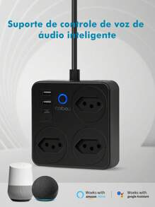 Tuya Smartphone Controlled Multi-Socket Power Filter,3 Sockets 3 USB,AC100-240V - 黑色 - 查看 3