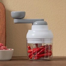 1 件不锈钢多功能蔬菜切割机 - 轻松的大蒜捣碎机、研磨机、粉碎机、切碎机、水果粉碎机、手动食品加工机，适合家庭厨房使用 - 无需充电、易于清洁、节省空间的设计 - 白色 - 查看 4