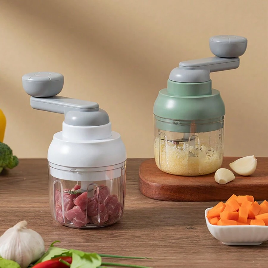 1 件不锈钢多功能蔬菜切割机 - 轻松的大蒜捣碎机、研磨机、粉碎机、切碎机、水果粉碎机、手动食品加工机，适合家庭厨房使用 - 无需充电、易于清洁、节省空间的设计 - 白色 - 查看 1