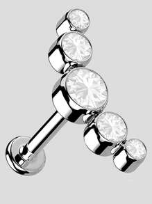 1 pièce Boucle d'oreille de piercing de tragus, cartilage, hélix en acier inoxydable avec cinq zirconias et opale, bijou de piercing de lobe d'oreille et labret avec cristal