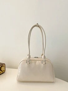 Multi-Pocket PU Leather Satchel Bag Women, Vintage Simple Fashion Bowknot Decor, Suitable For Commuting And Travel, Large Capacity Shoulder Bag