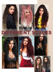 Crochet Hair 24 Inch Synthetic Curly Crochet Hair Water Wave Crotchet Hair Curly Braiding Hair Extensions For Women Girls Daily - Multicolor - View 8