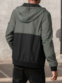 1 pieza Chaqueta deportiva con capucha de unicolor estilo novio, cazadora casual para exteriores