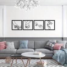 1 件黑色金属铁艺艺术家居墙饰简约线条牵手艺术剪影挂墙艺术墙饰，适用于现代家居装饰、家庭装饰、房间装饰、卧室装饰、浴室装饰，防水 - 黑色 - 查看 6