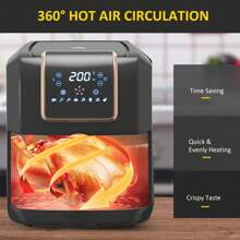 HOMCOM 6.5L Air Fryer, 1700W Air Fryer Oven With Digital Display, Rapid Air Circulation, Adjustable Temperature, Timer And Nonstick Basket For Oil Less Or Low Fat Cooking, Black