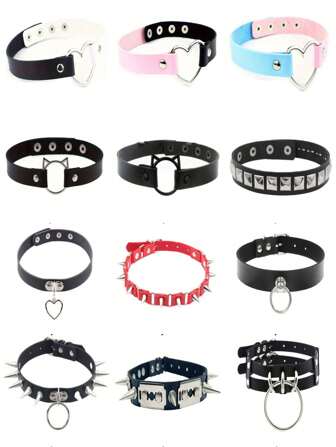 1 件时尚朋克哥特式项链项圈，铆钉颈链 Y2K 项链，适合万圣节角色扮演新年圣诞节派对生日情侣礼物