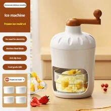 Manual Shaved Ice Maker, Portable Home Mini Snow Cone Machine, Crushed Ice Blender, Ice Shaver - White - View 2