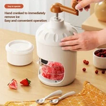 Manual Shaved Ice Maker, Portable Home Mini Snow Cone Machine, Crushed Ice Blender, Ice Shaver - White - View 3