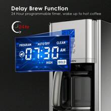 Stainless Steel 12-Cup Drip Coffee Maker, Programmable Self-Cleaning Coffee Maker, Simple To Operate And Clean
