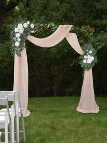 2Pcs Artificial Floral Swag Wedding Artificial Flowers Swags Kit Welcome Ceremony Sign Flowers For DIY Artificial Peony Greenery Arrangements Party, Wedding Event Scene Layout, Wedding Arch Decoration, Spring Summer Decorations - White - View 7