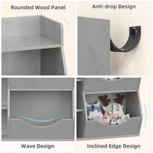 5-Cubby Kids Bookshelf And Bookcase For Storage Books And Toys, Multi Shelf With Cubby Cabinet For Boys And Girls, Toy Storage Cabinet For Kid's Bedroom, Playroom And Nursery - Grey - View 8