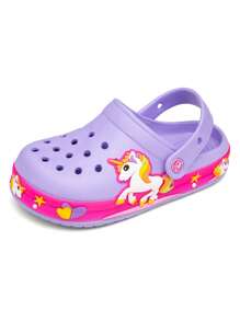 Sandalias chanclas luz LED de verano niña comodos para deporte y playa diseño unicornio - Lila Púrpura - Ver 3