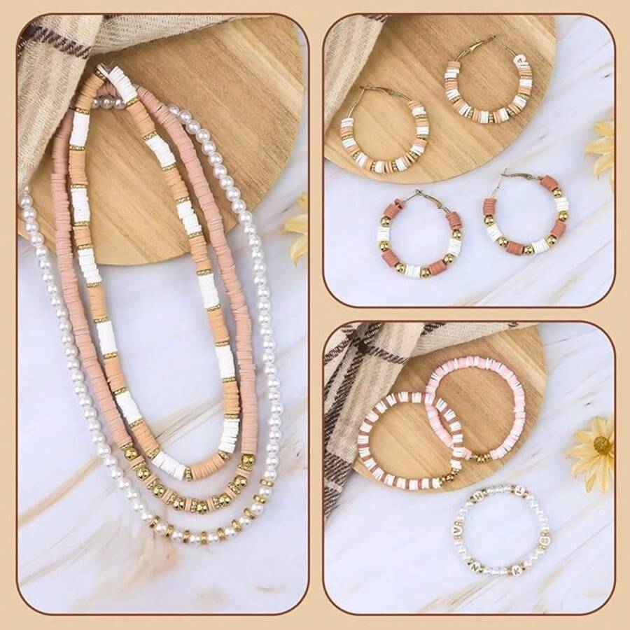 Clay Bead Bracelet Kit, 2370Pcs Flat Polymer Clay Heishi Beads Bracelet