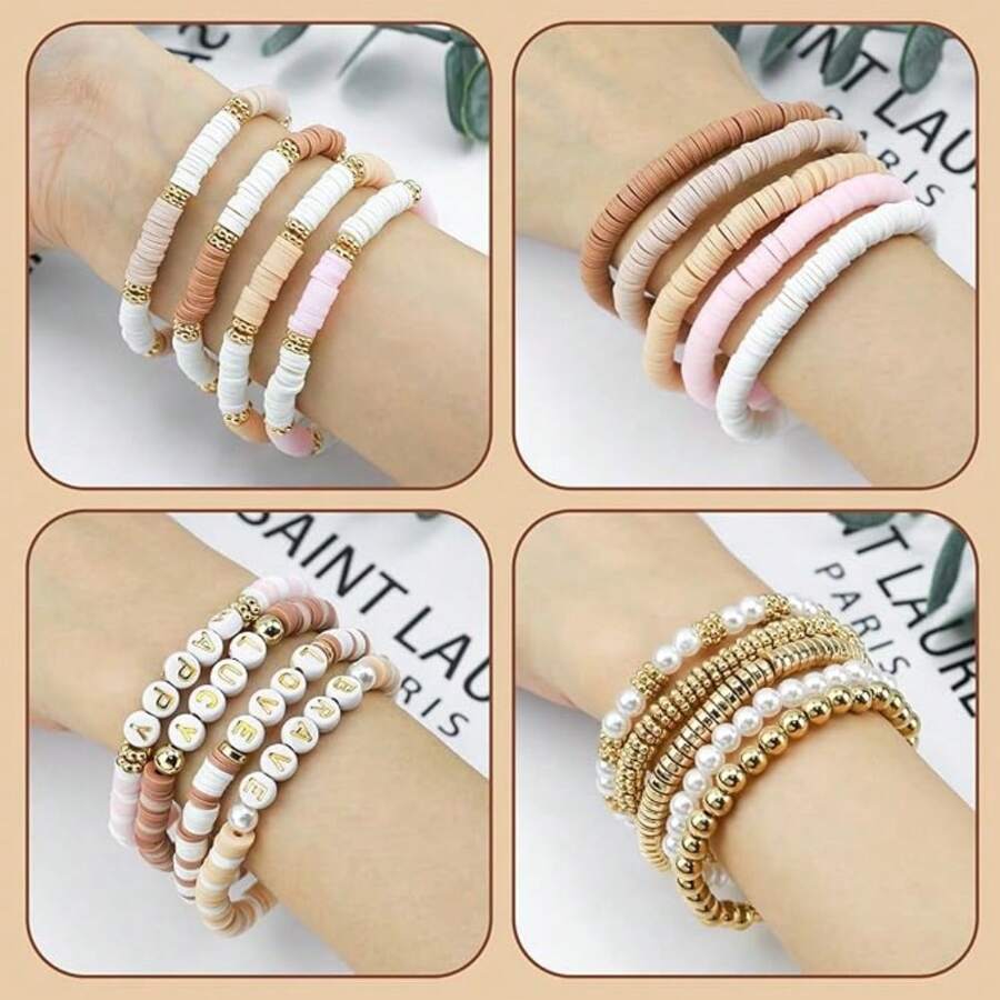 Clay Bead Bracelet Kit, 2370Pcs Flat Polymer Clay Heishi Beads Bracelet