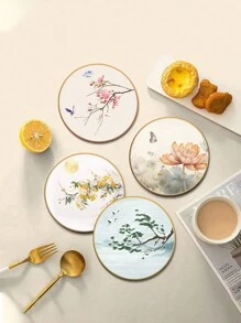 Heat Insulation Pad Waterproof Oil-Proof Round Placemat Coaster Bowl Plate Mat Anti-Scald Round Absorbent Dining Table Mat High-End Zen Chinese Style Tabletop Tea Coffee Mat Kitchen Draining Mat