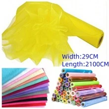 1 件白色欧根纱面料桌面装饰中心装饰品，节日派对装饰，沙特国庆节，婚礼欧根纱蝴蝶结椅背装饰，背景装饰，DIY 楼梯花环，尺寸：29 厘米宽，2100 厘米总长，万圣节装饰，家居装饰万圣节派对 - 彩色 - 查看 37