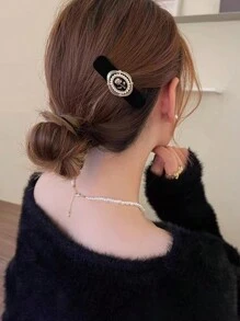 2件装花卉印花玫瑰优雅甜美公主风珍珠绒发夹/发卡，休闲、简约、可爱、时尚、街头风、巴洛克风、派对风格，适合女性日常、上学、通勤、聚会、派对、节日、送礼、学习用品、大学、珍珠发饰、花朵、度假装扮、头部配饰、发夹、母亲节 - 彩色 - 查看 2