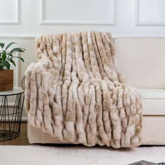  Battilo Faux Fur Throw Blanket  Faux Rabbit Fur Throw Luxury Fuzzy Soft Plush Fluffy Fur Blanket For Bed, Sofa, Couch Home Decor